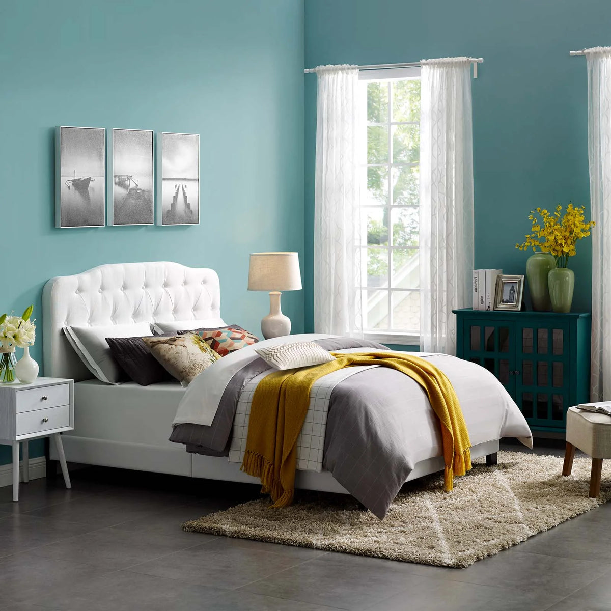 Twin Size Fabric Platform Bed Frame M115680