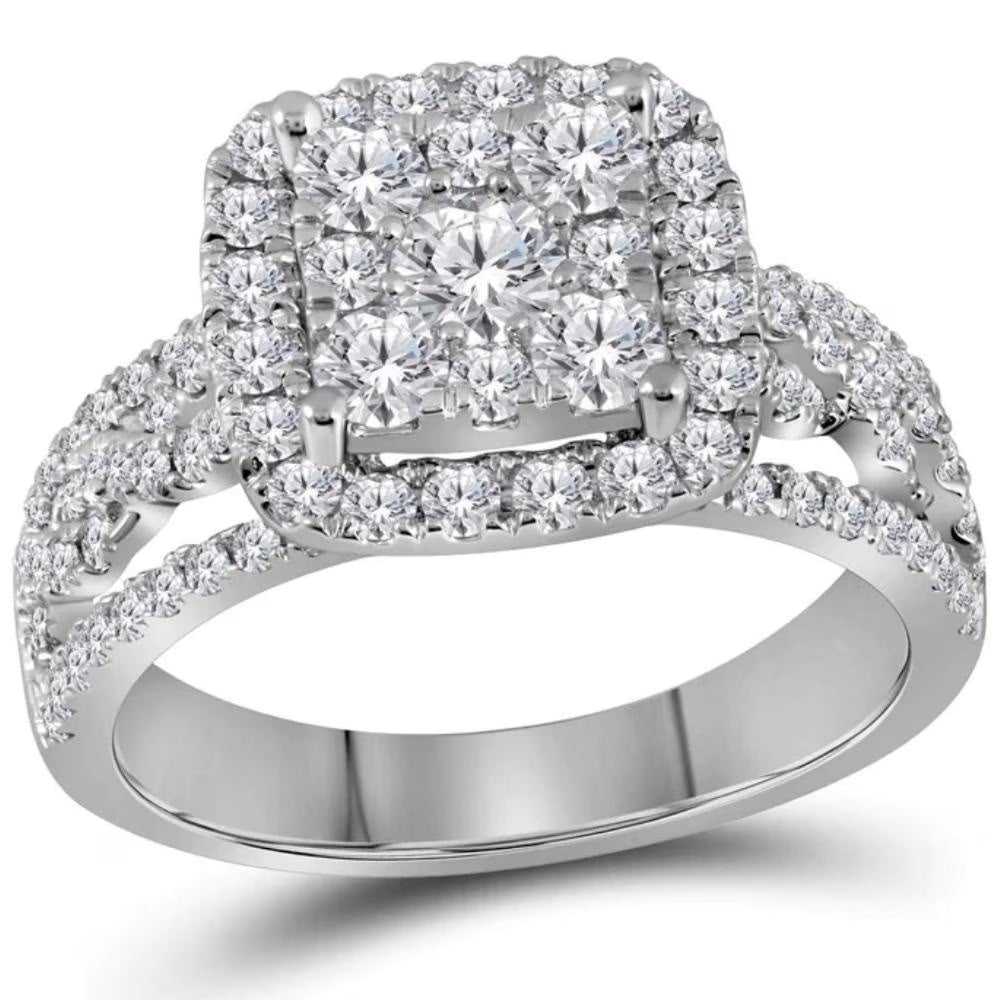 White Gold Cushion Halo Diamond Engagement Ring I169618