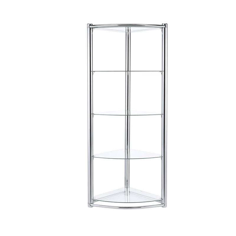 Contemporary Triangle Display Shelf Tempered Glass Chrome O806