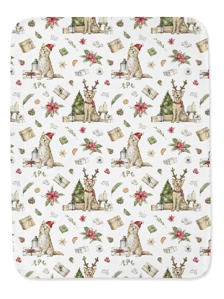 Sitting Christmas Dogs Blanket E49062