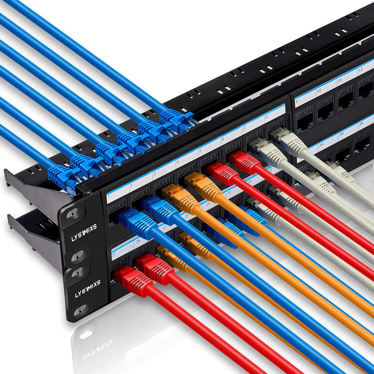 24 Port Cat6 Feed Through Network Patch Panel E800