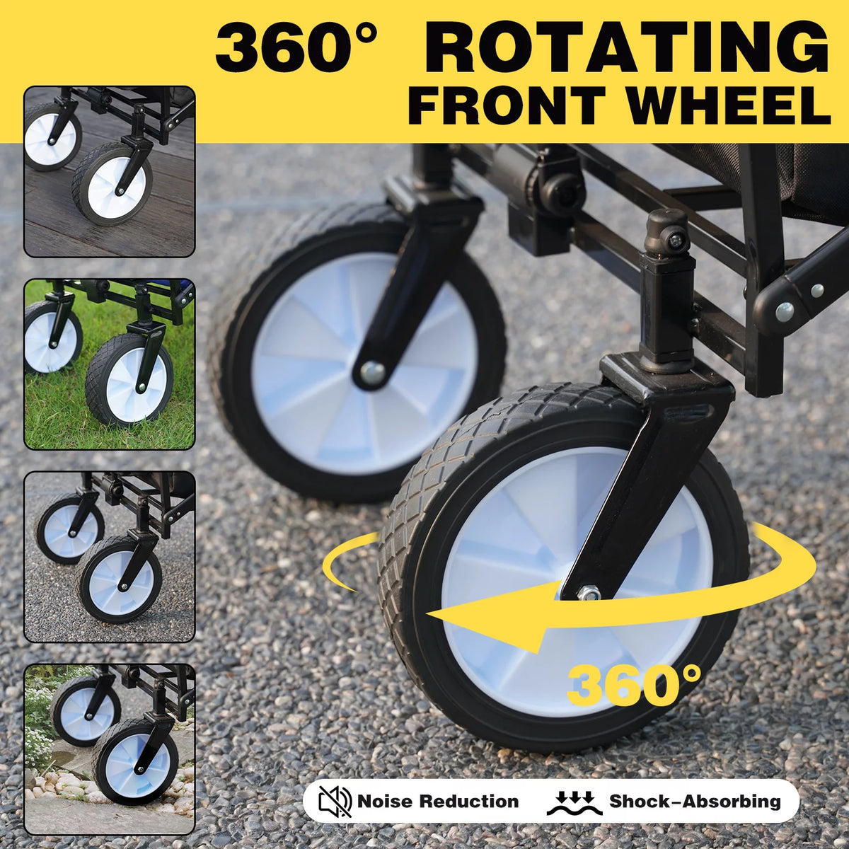 Folding Wagon Cart with Wheels, Black J53675
