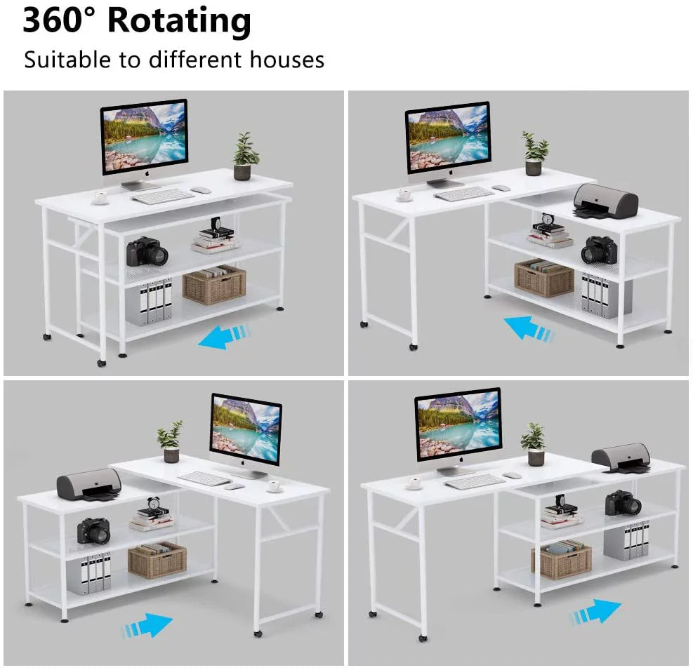 L-Shaped Desk with Storage Shelves D241017