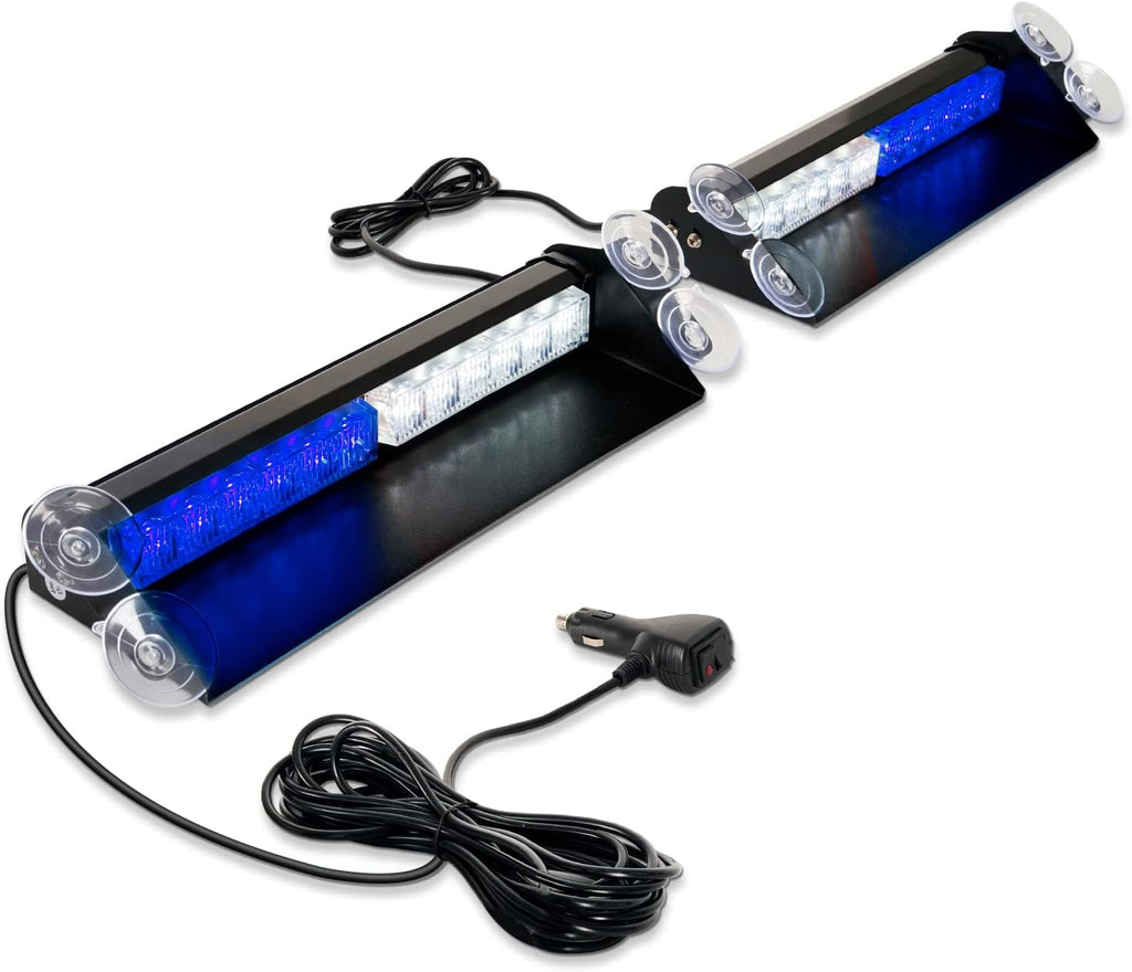2 in 1 Emergency Strobe Lights 2x14 inch 24LED Hazard Warning Light Bar Amber/White Pack of 2 O768