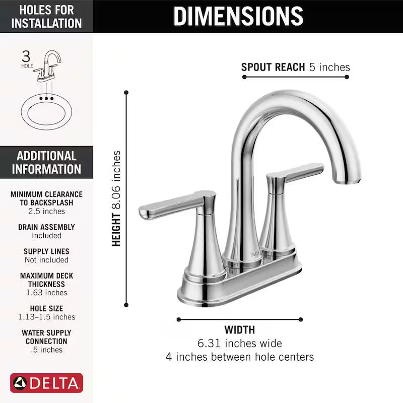 4 in. Centerset Double Handle Bathroom Faucet Polished Chrome U249530