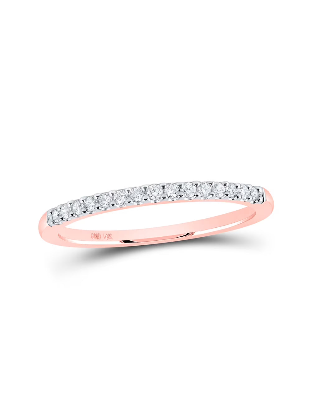 14kt Rose Gold Diamond Single Row Band Ring 1/6 Cttw H473099