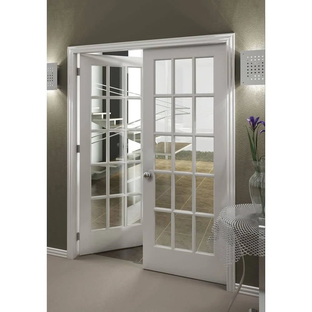 Beige Slab Glass French Doors F975