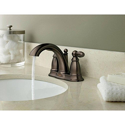 Oil Rubbed Bronze Two-Handle Low Arc Centerset Bathroom Faucet with Drain Assembly R973094