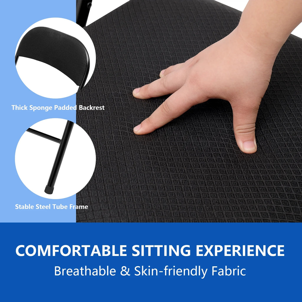 Black Padded Fabric Folding Chairs Set of 4 V79585