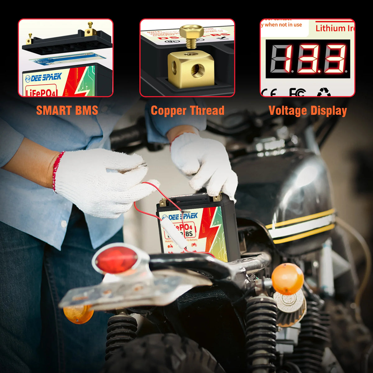 Lithium Motorcycle Battery, 12 Volt 9Ah 520CCA, LiFePO4 ATV Scooter Powersports Battery Replacement P36543