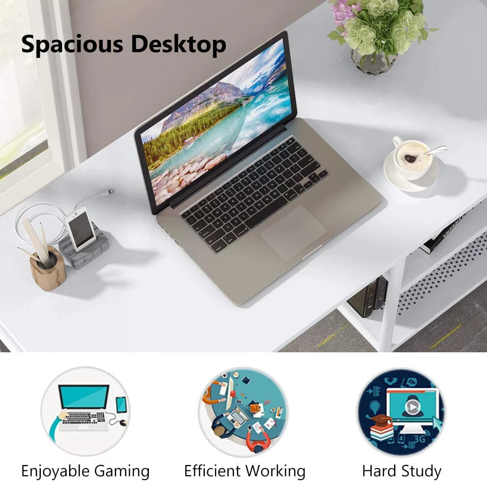 L-Shaped Desk with Storage Shelves D241017
