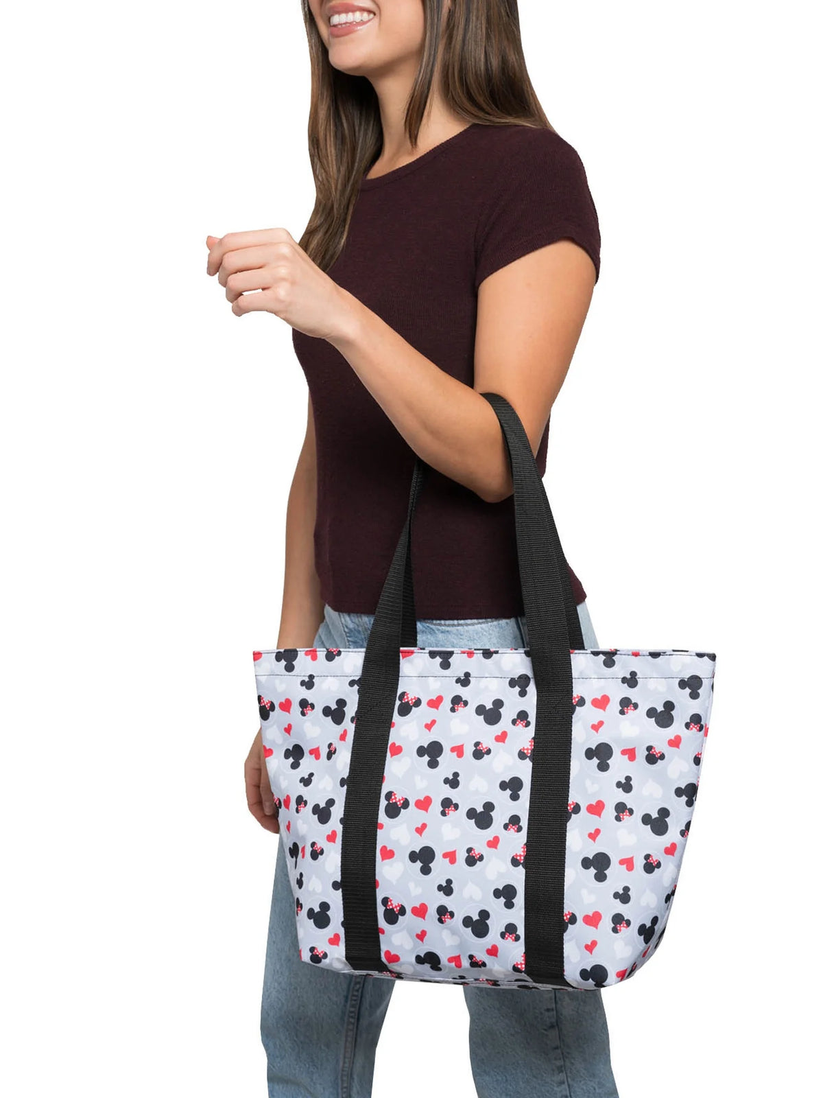 Gray Red White Zip Tote Bag G59564