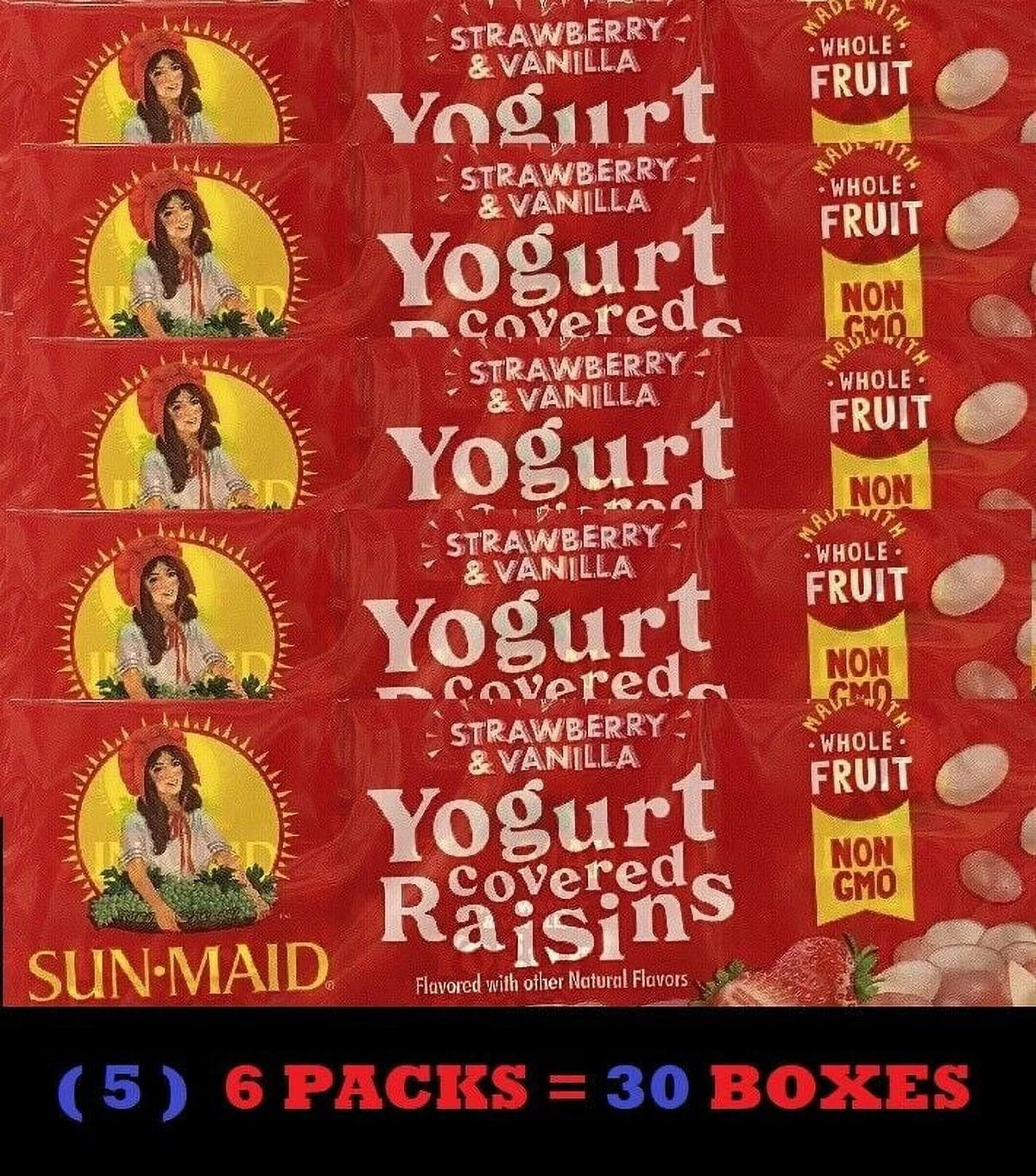Sun-Maid Strawberry & Vanilla Yogurt California Raisins 30 Boxes I599