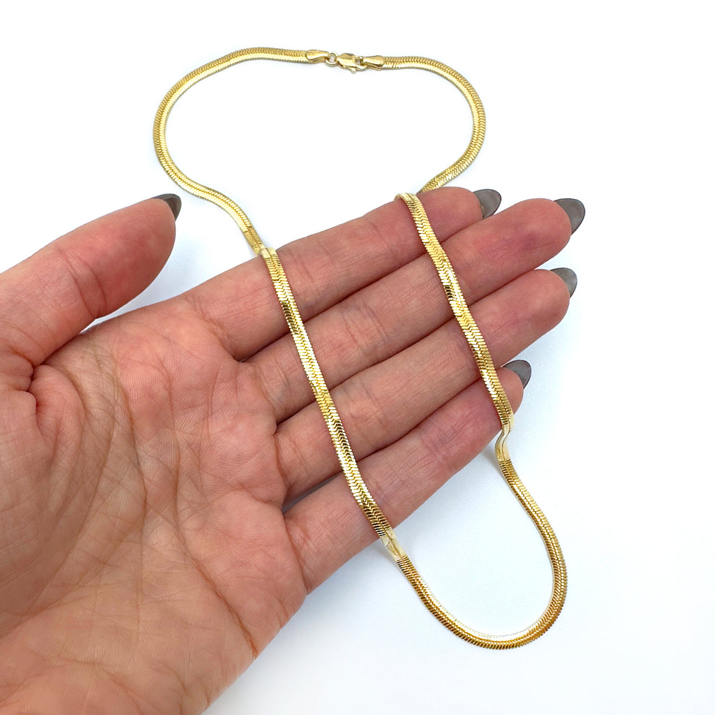 Solid 14K Yellow Gold Snake Chain Necklace 18" Y841813