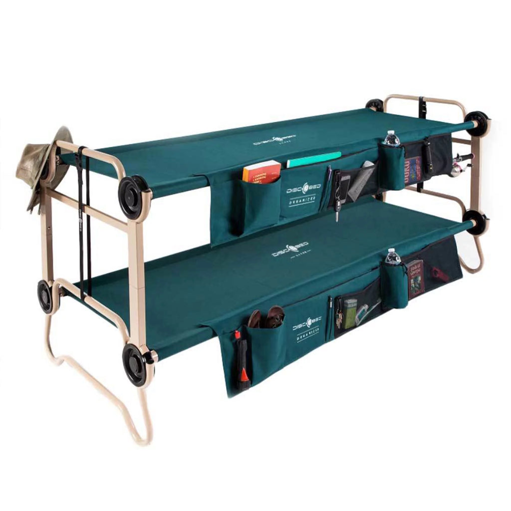 Large Green Double Cot with Storage Organizers J4466