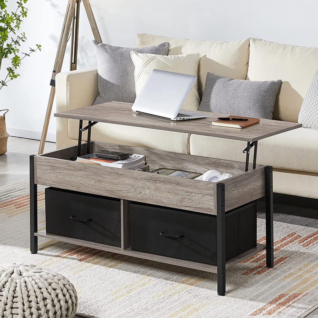 41 Inch Lift-top Coffee Table with Hidden Storage and 2 Fabric Baskets X876828