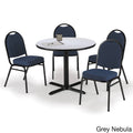 42x22 Round Grey HPL Table with 4 Blue Fabric Stack Chairs K209617