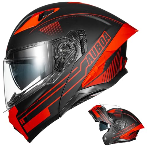 Modular Motorcycle Helmet Dual Visor Flip up Full Face Dot Black Red L S577811