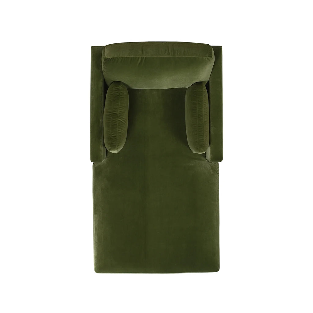 Olive Green Performance Velvet Chaise Lounge Chair I421