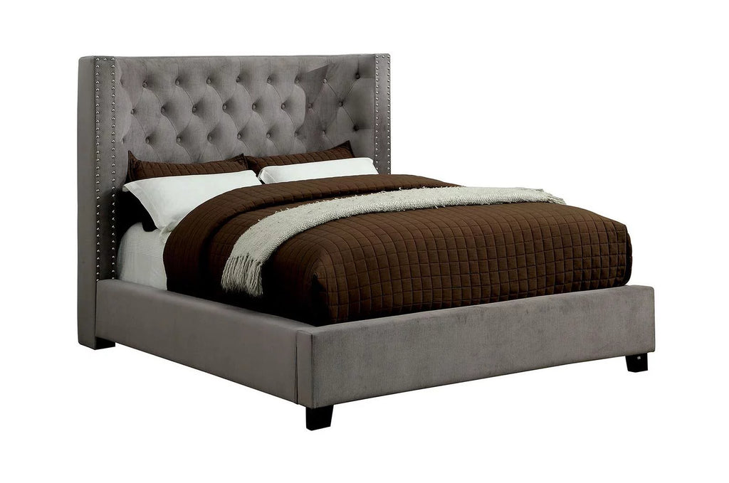 Gray Solid Wood King Bedroom Set 5pcs V9240