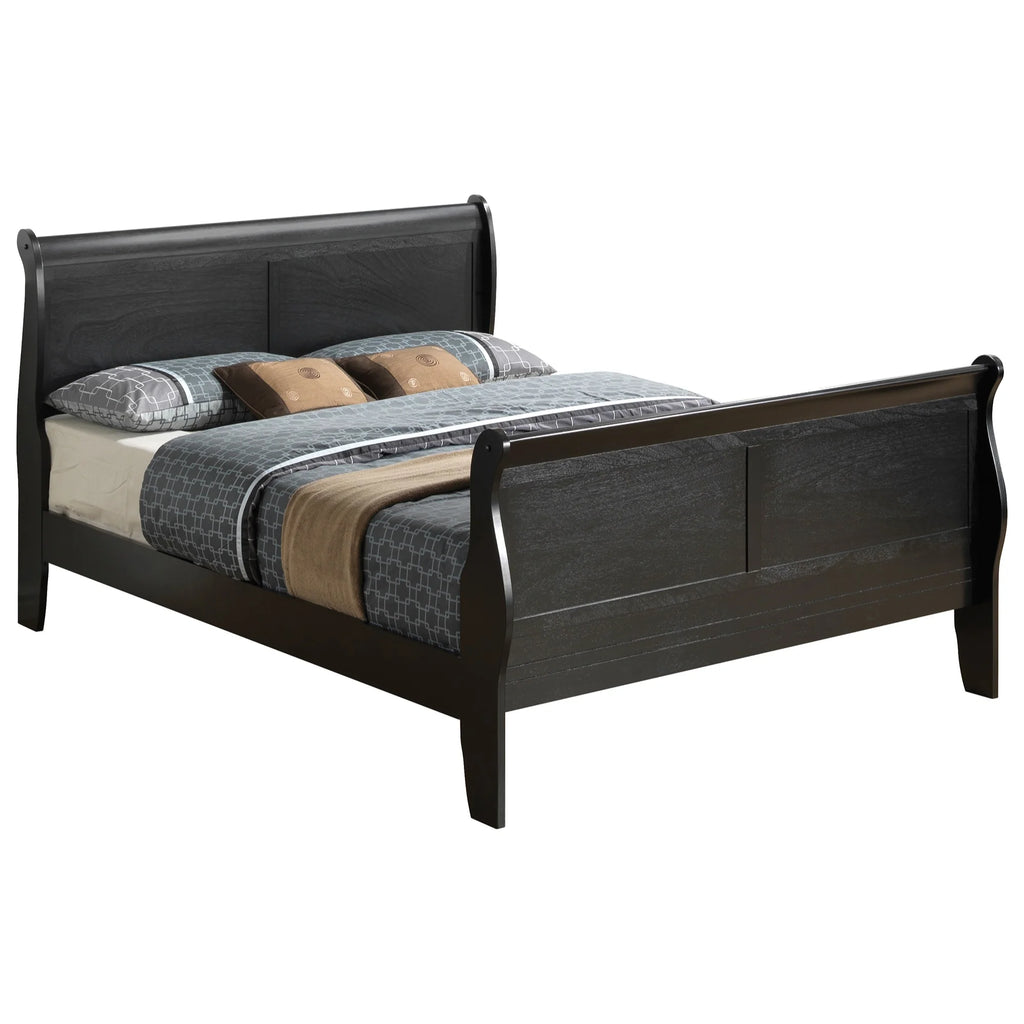Black Full Size Sleigh Bed M1579