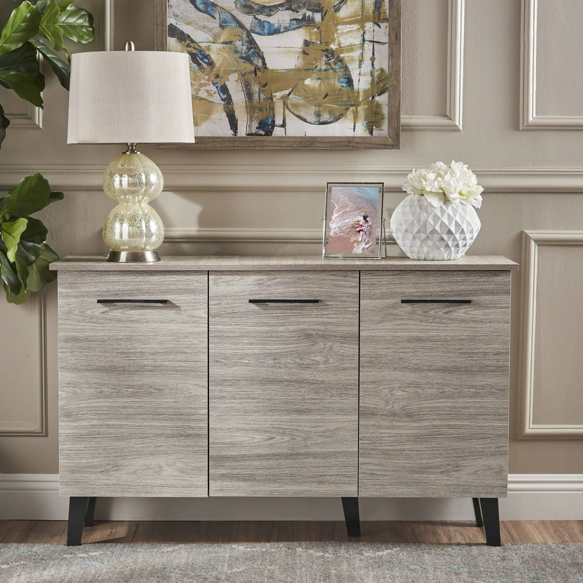 Charcoal Gray and Black Contemporary Rectangular Cabinet R692944