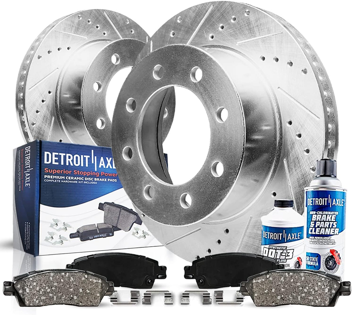Drilled and Slotted Rotors with Brake Pads 6pc Set N621