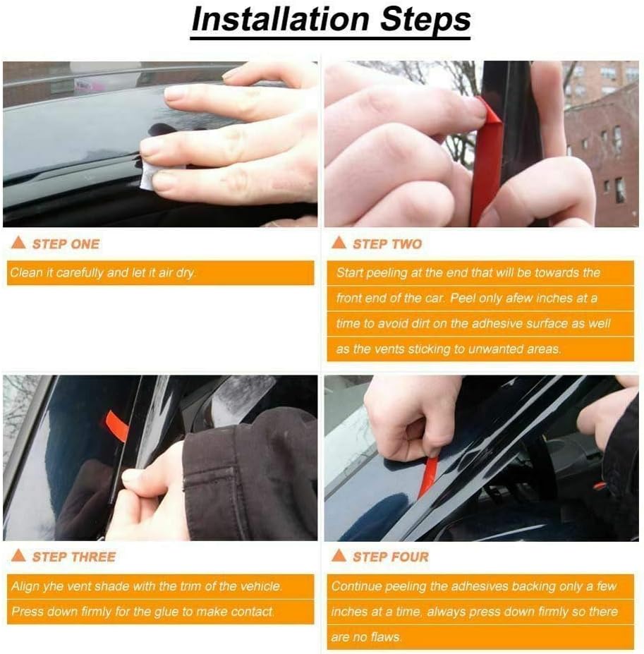 Smoke Tinted Tape-On Side Window Vent Visor Deflectors Rain Guards 4 Piece Set D552948