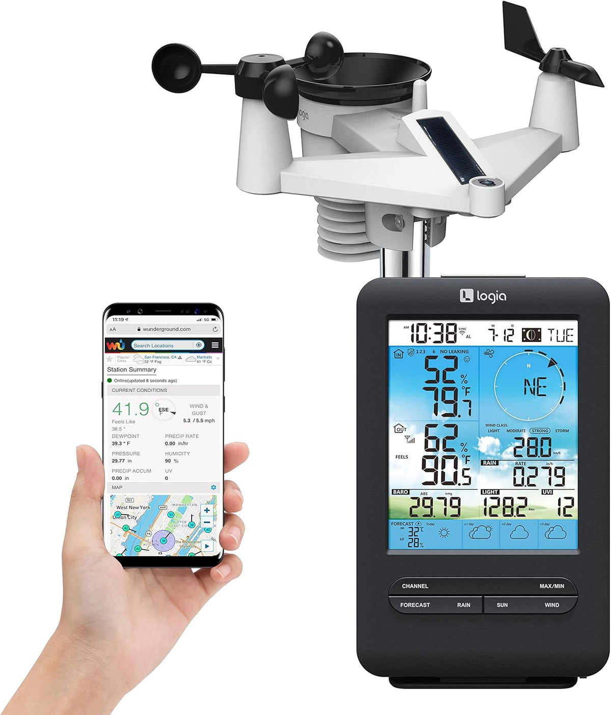 7-in-1 Wireless Weather Station with Color Display J64515