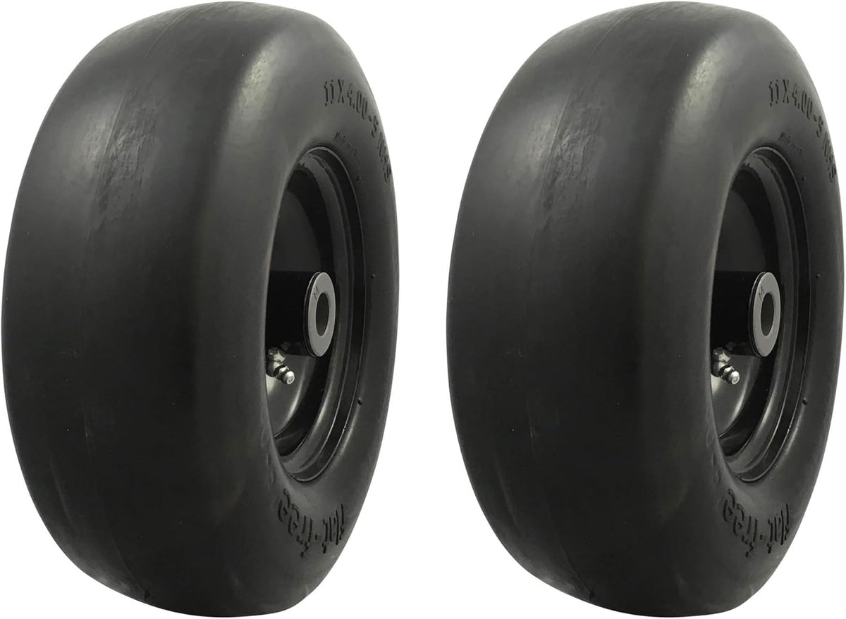 11x4.00-5 Flat Free Lawnmower Tire Assembly, Pack of 2 Z698