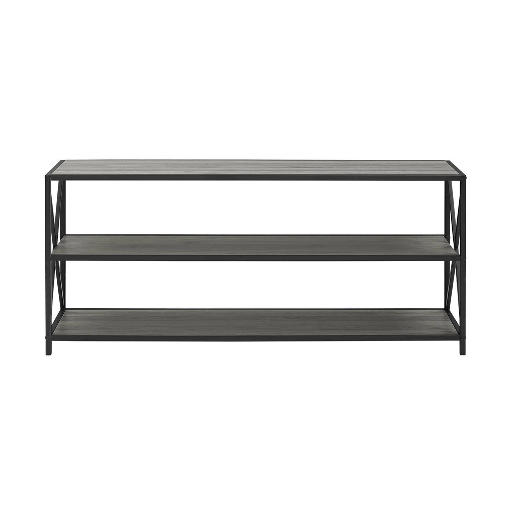 Dark Walnut / Black Metal X-Frame Bookshelf H810