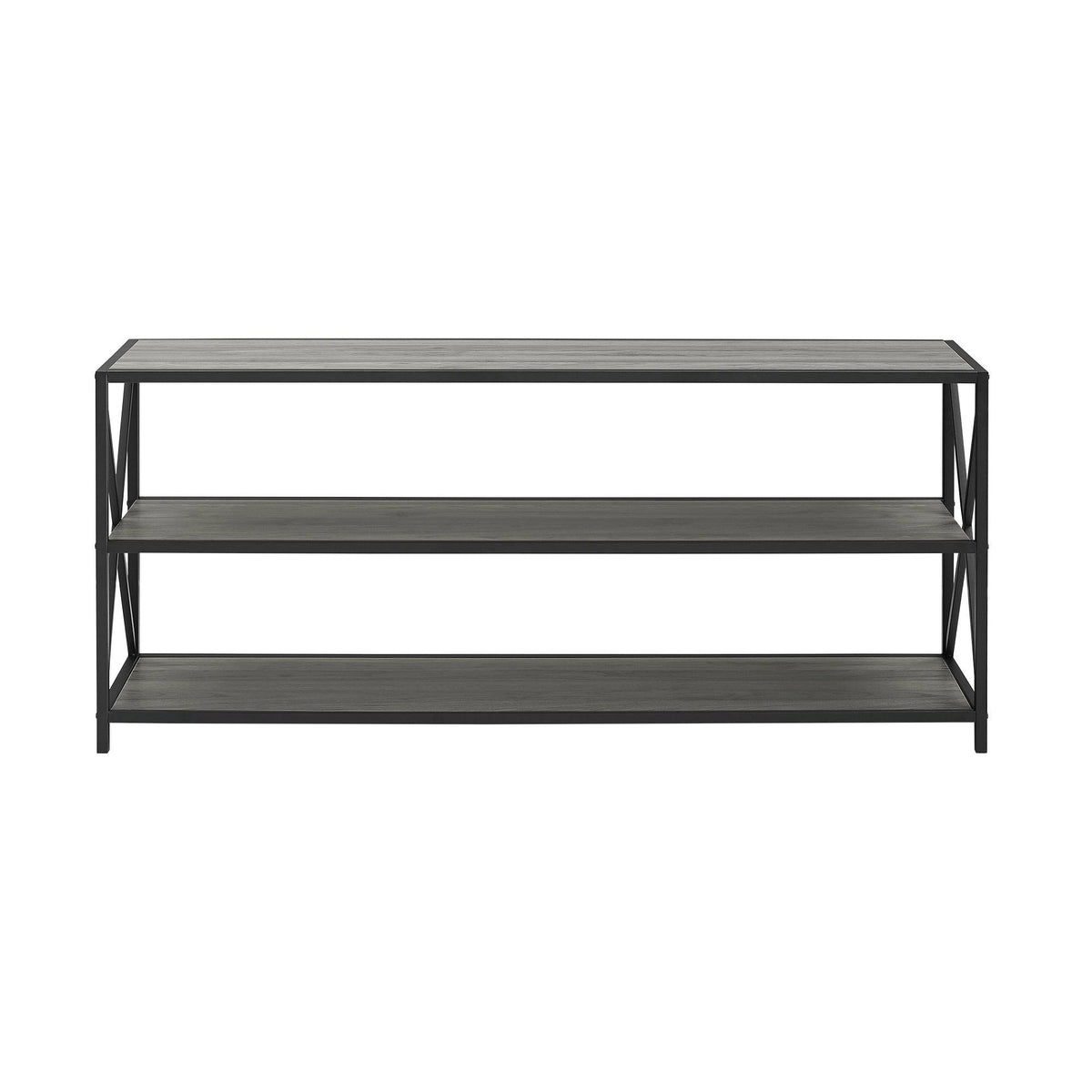 Dark Walnut / Black Metal X-Frame Bookshelf H810