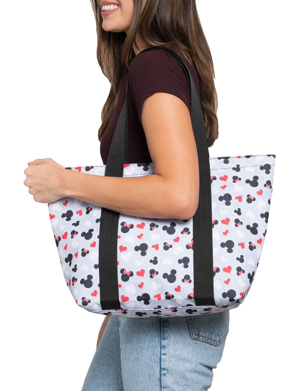 Gray Red White Zip Tote Bag G59564