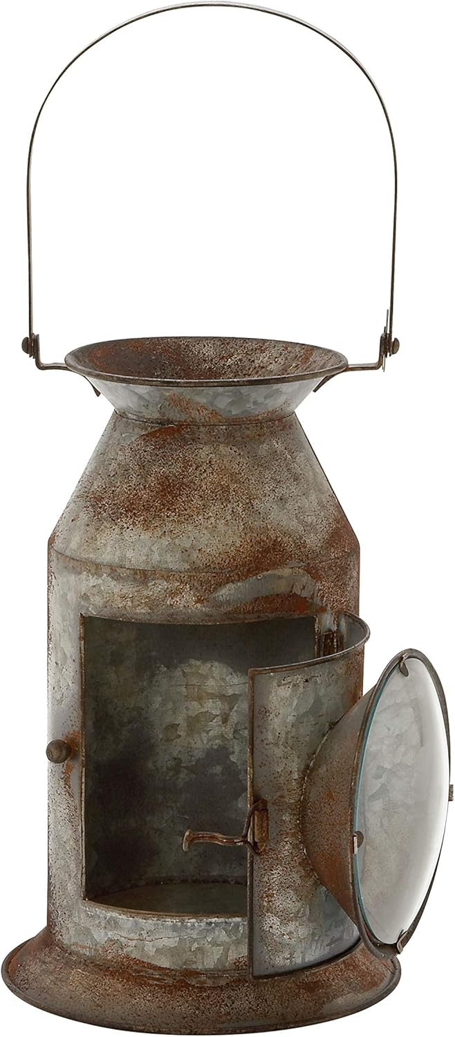 Metal Glass Candle Lantern 8 W 19 H E79871