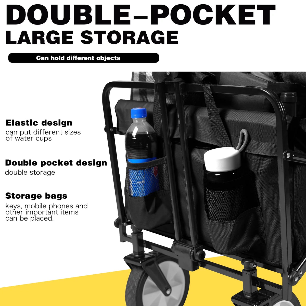 Folding Wagon Cart with Wheels, Black J53675