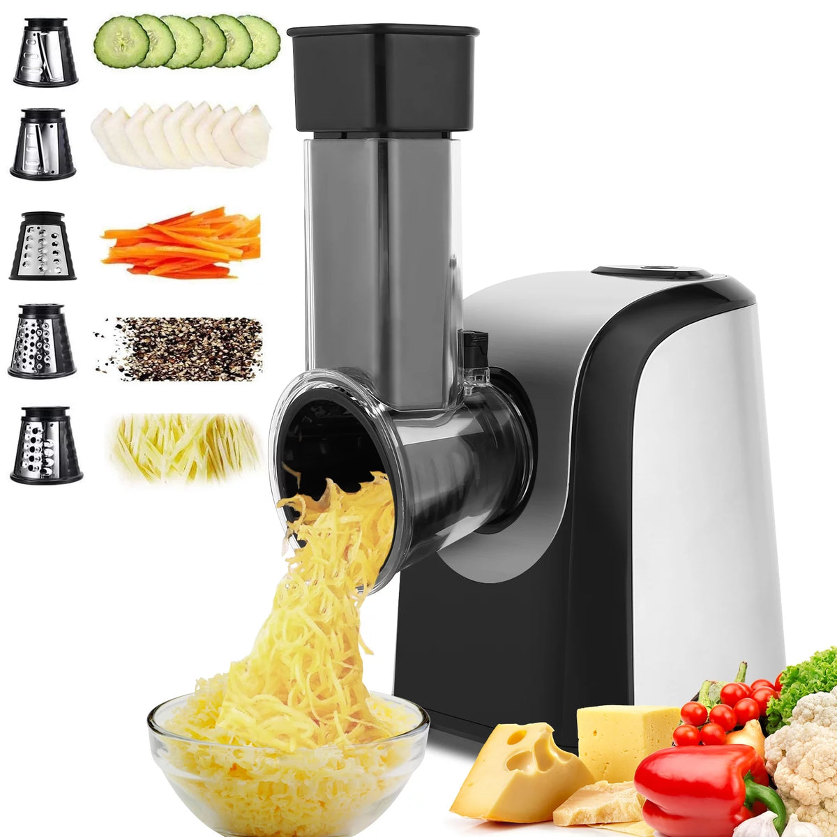 Electric Cheese Grater, 5 in-1 Vegetable Slicer, 150W B633183