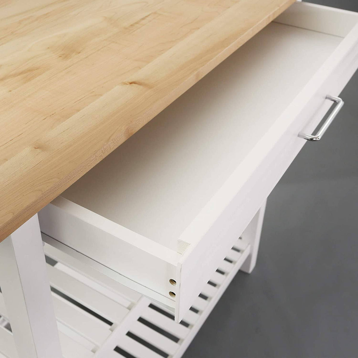 Natural/White Kitchen Island with Solid American Hardwood Top J8169
