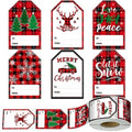 480 Pcs Self Adhesive Christmas Gift Tag Stickers Buffalo Plaid F4148
