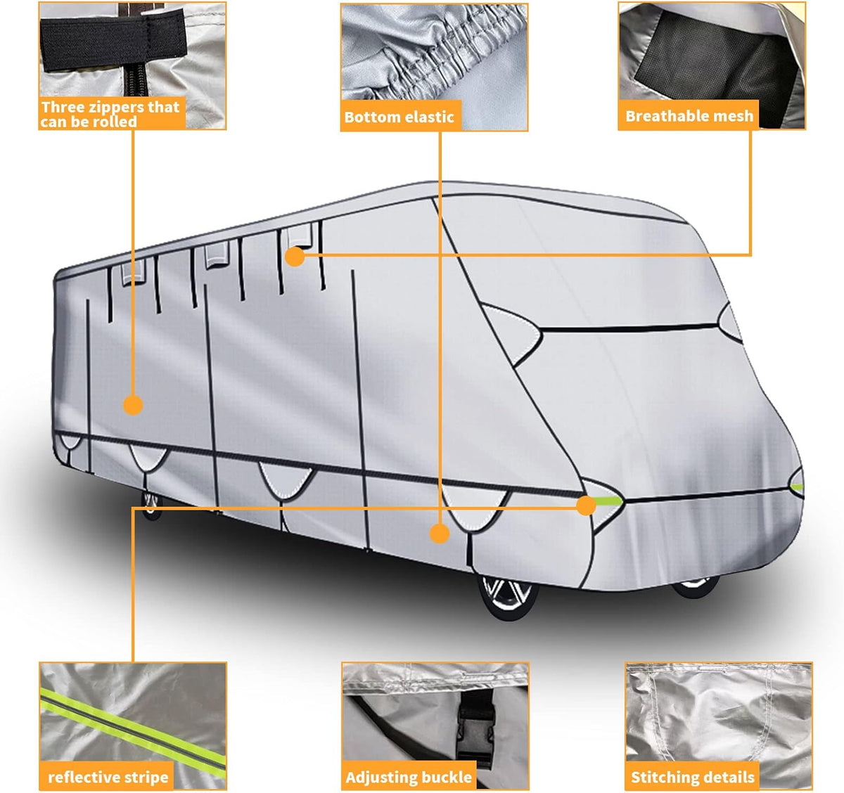 450D Oxford Cloth Travel Trailer RV Cover for 14-16ft Motorhome S346