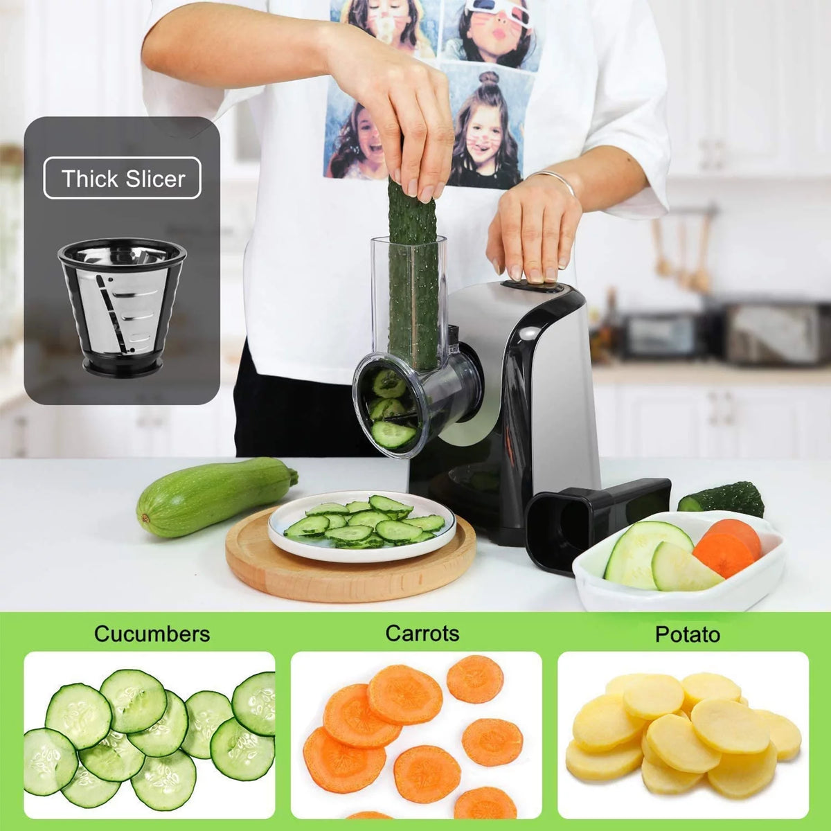 Electric Cheese Grater, 5 in-1 Vegetable Slicer, 150W B633183
