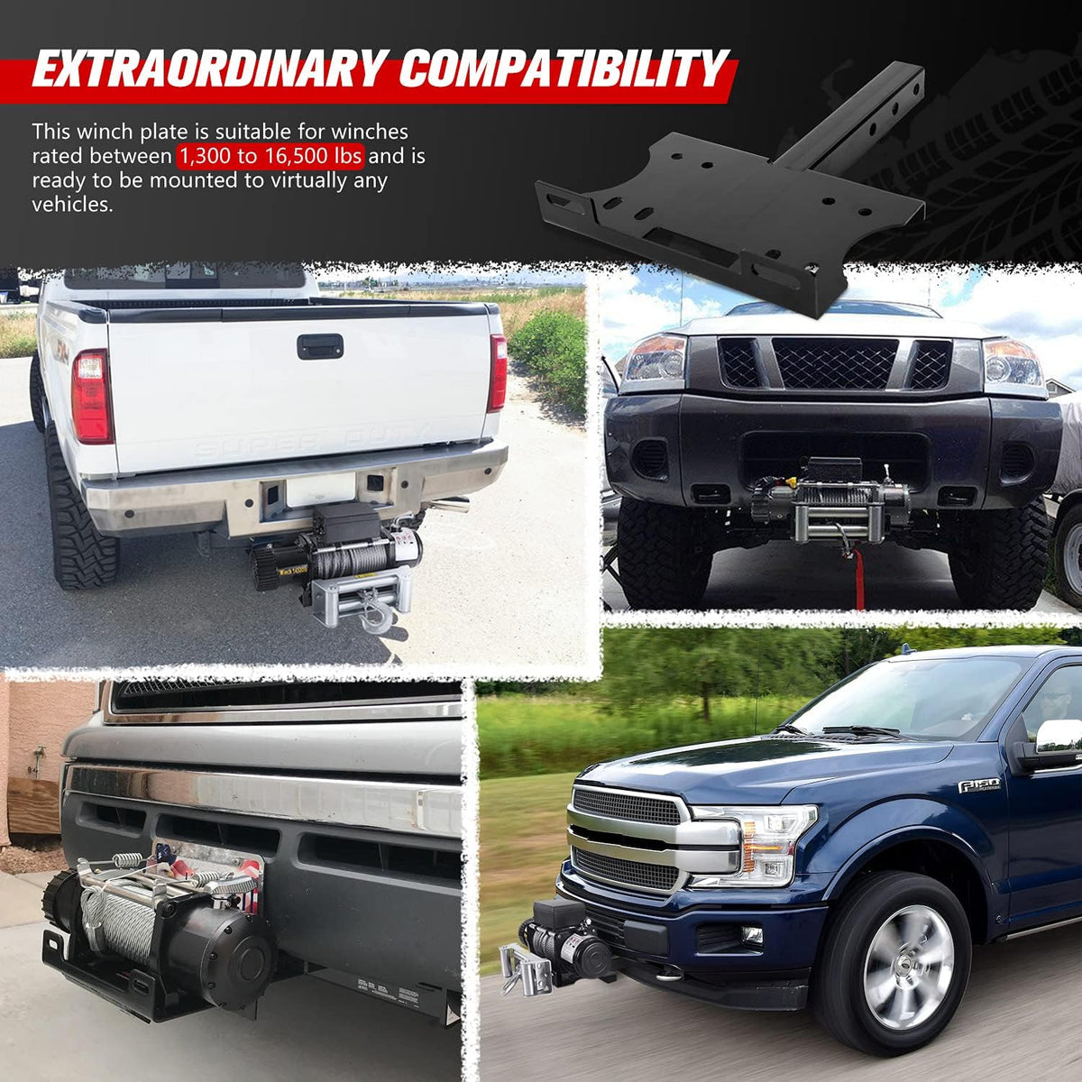 Winch Cradle Winch Mounting Plate Universal 2" Trailer Hitch Winch Mount Bracket Pack of 2 P884692