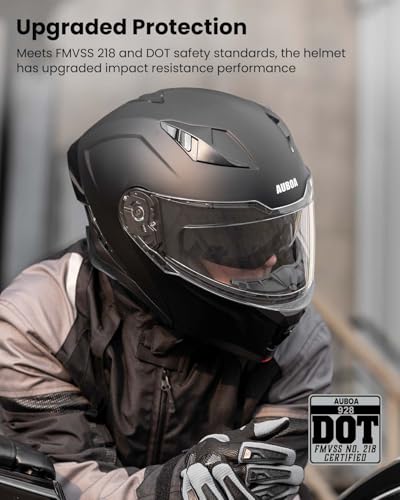 Modular Motorcycle Helmet Dual Visor Flip up Full Face Dot Black Red L S577811