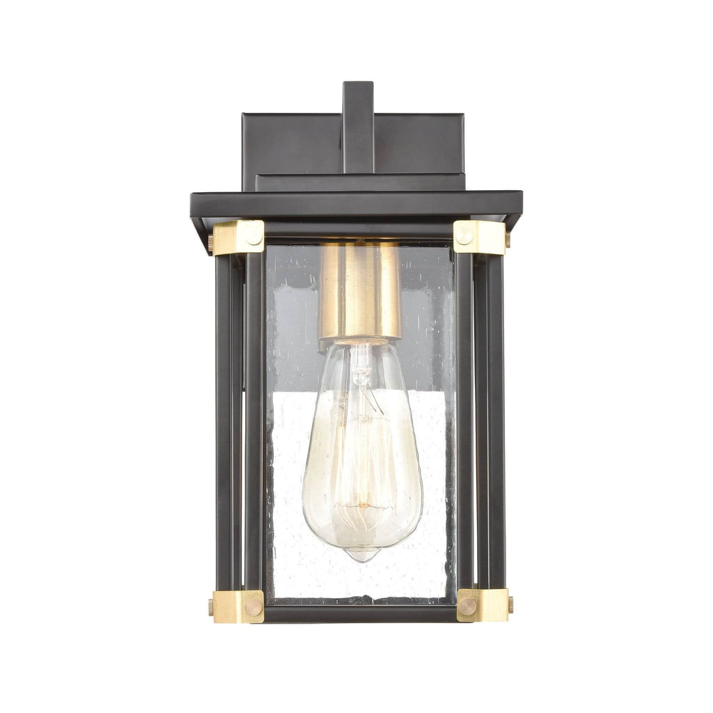 Matte Black 1-Light Sconce with Seedy Glass U49579