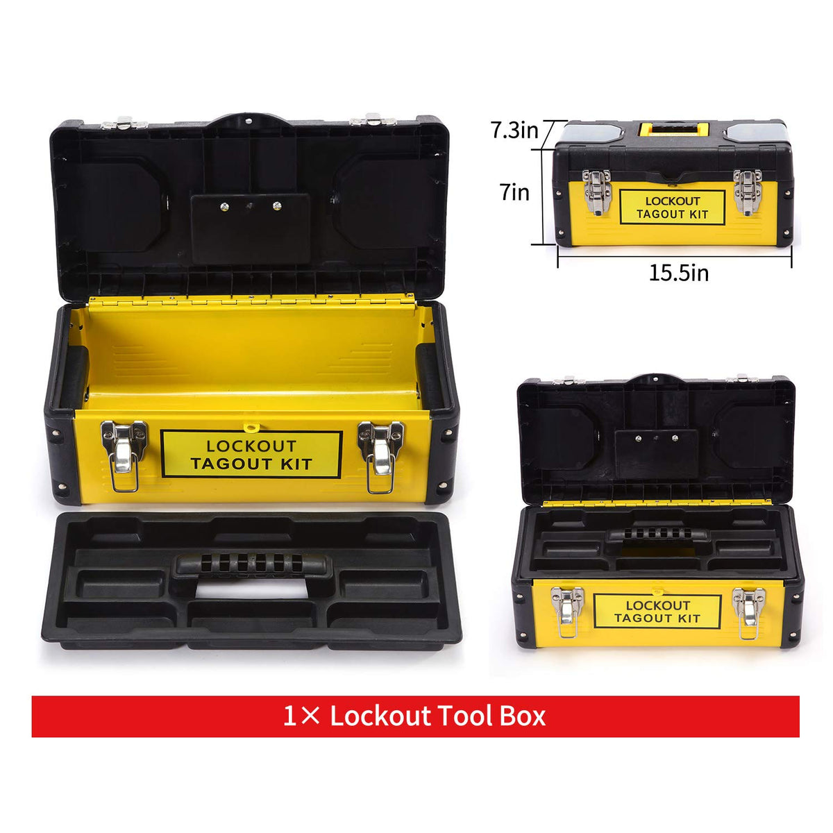 Lockout Tagout Kit with Padlocks, Hasp, Breaker Lockout, Ball Valve Lockout, Steel Cable Lockout, Plug, Tags S3668