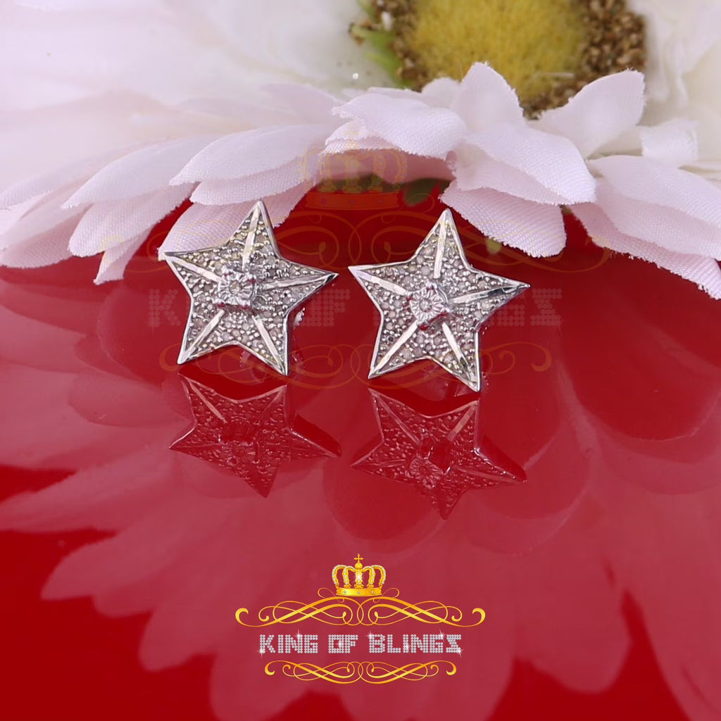 925 Sterling Silver Diamond Stud Star Earrings W829209