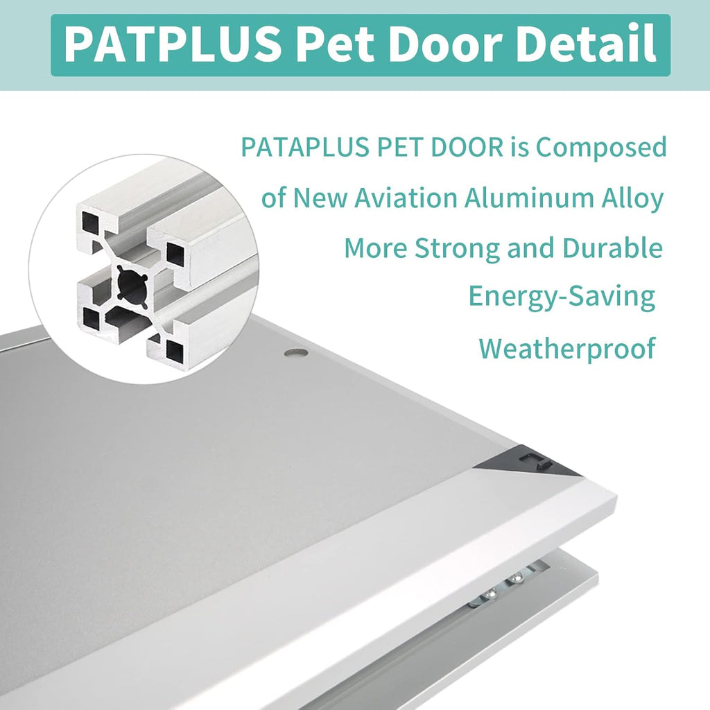 Large Pet Door Aluminum Dog Door Cat Door with Slide-in Lock Panel and Magnetic Flaps O69090