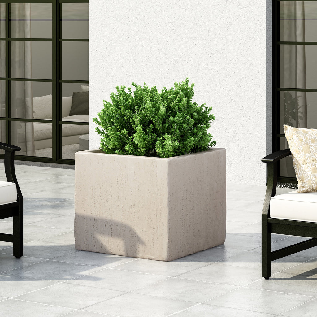 White Cast Stone Square Planter T761