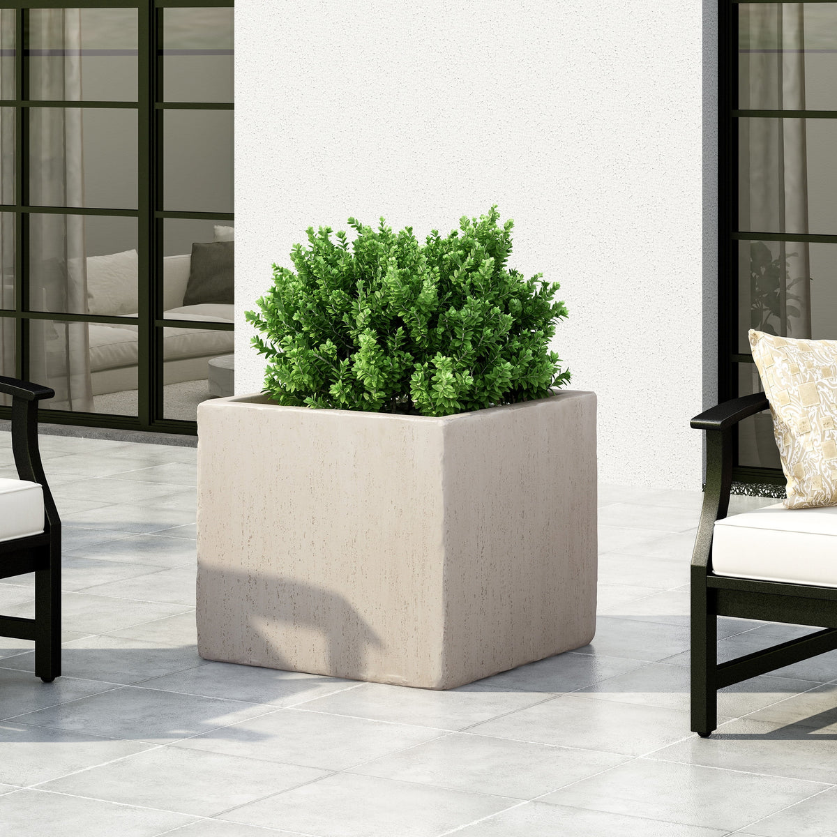 White Cast Stone Square Planter T761