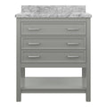Grey Vanity Cabinet with White Marble Vanity Top Y219099