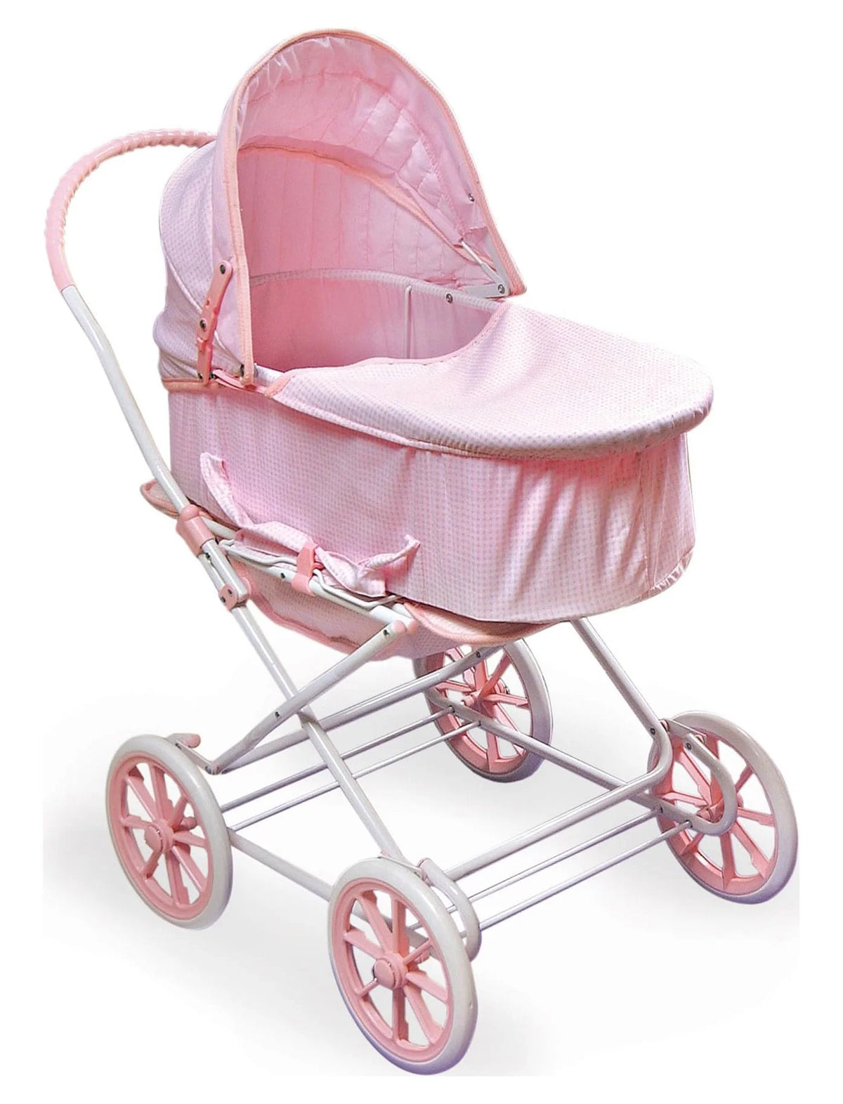 Pink Gingham Doll Pram Carrier Stroller O3535